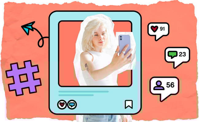 woman standing in instagram frame