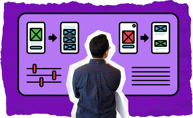 man looking at the user experience designs
