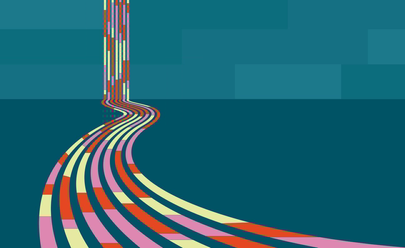 different colors lines leading a road up