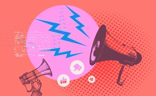 collage of customer calls via megaphone