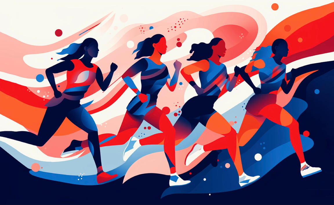 4 women running