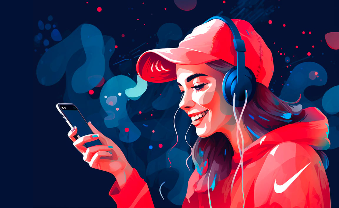 girl with headphones on phone