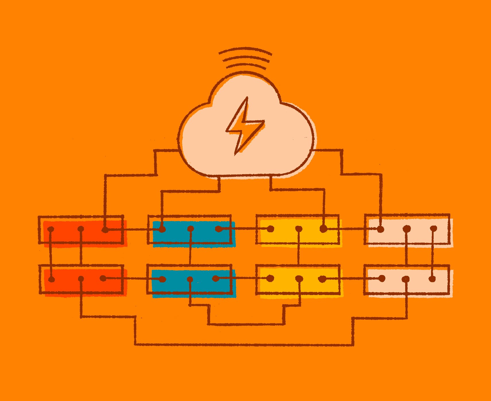 illustration of a cloud with paths to different blocks