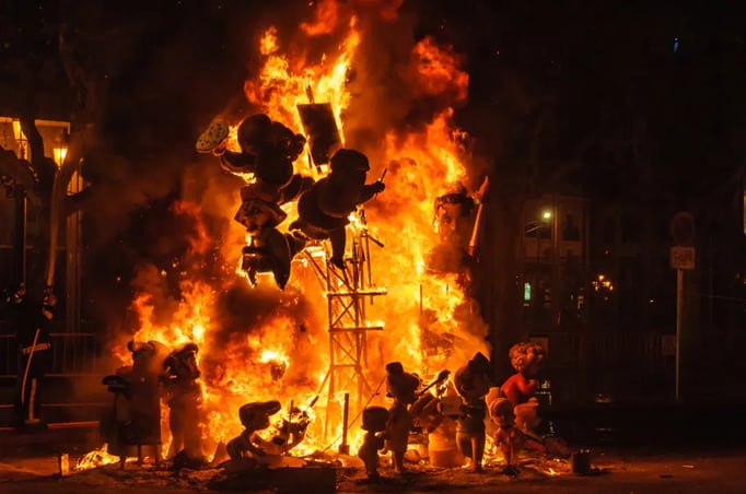 Burning ninots at Las Fallas